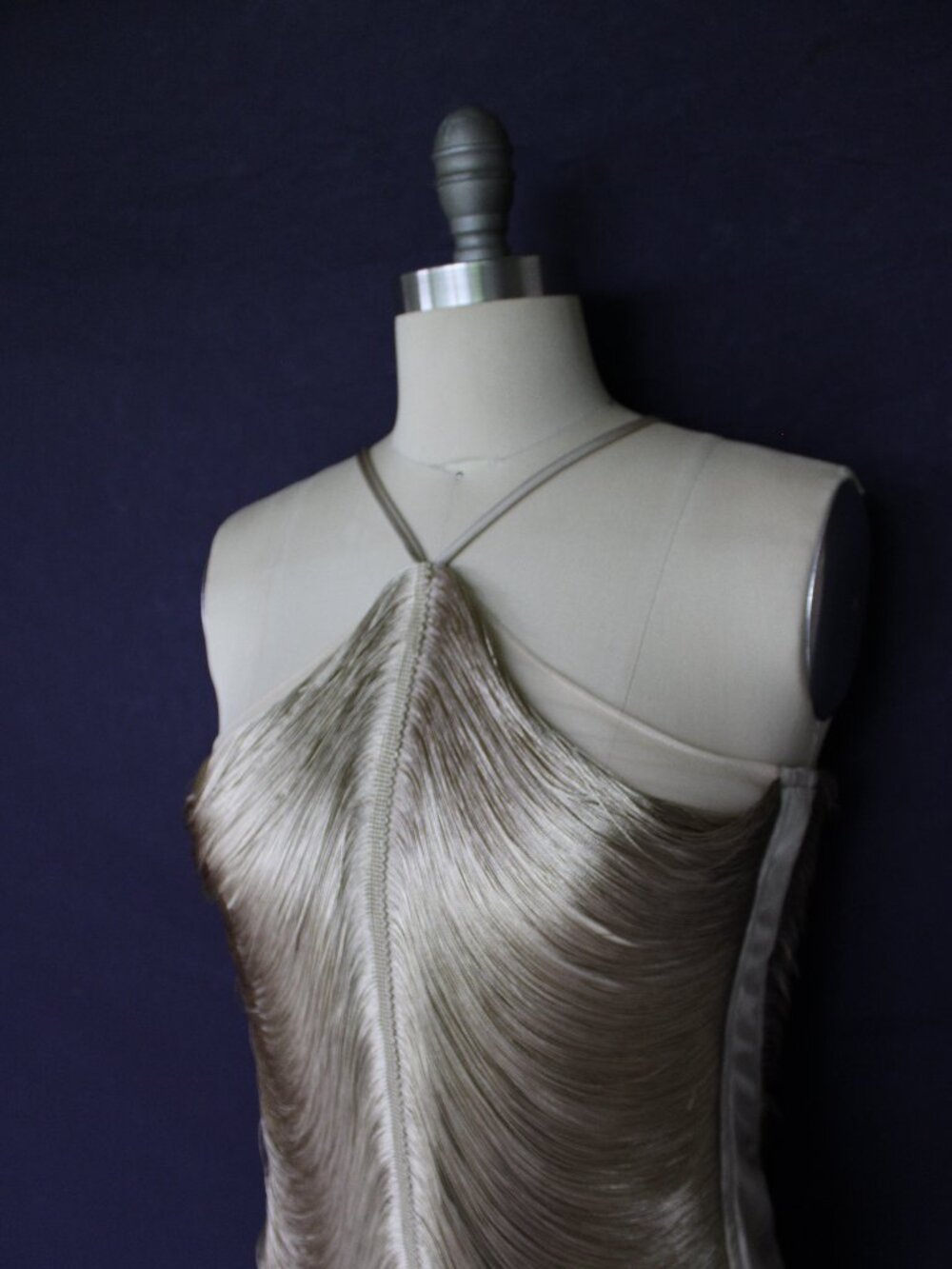 MEW MEWS Bluma Halter neck Fringe Gatspy flapper Mini Dress olive gold NWT S - Picture 7 of 12